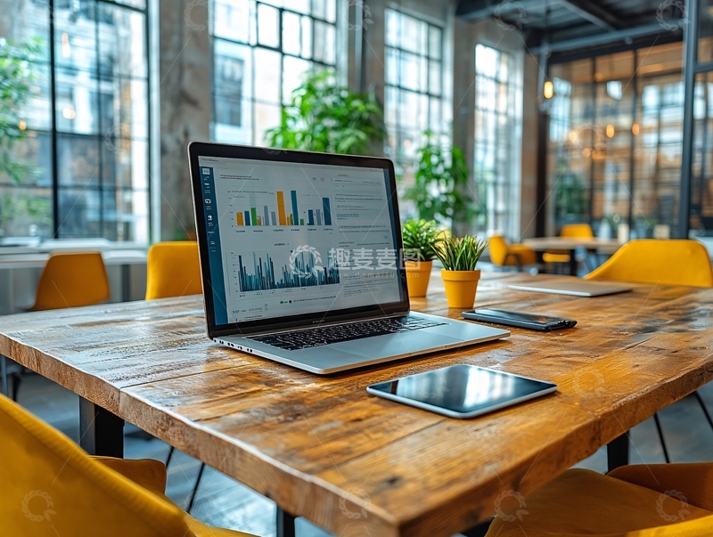 高清大图下载【趣麦麦图】餐桌上的笔记本电脑1