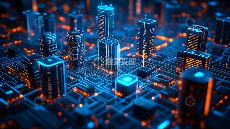 高清大图下载【趣麦麦图】蓝色科技城市