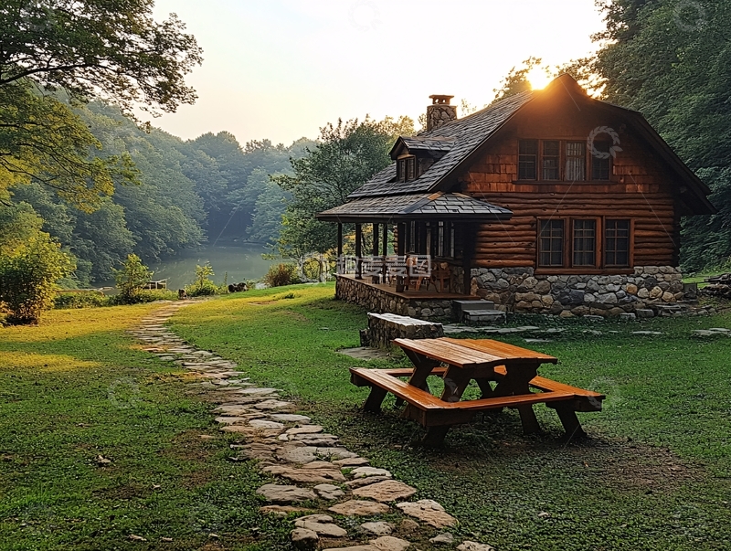 高清大图下载【趣麦麦图】欧式森林小屋1
