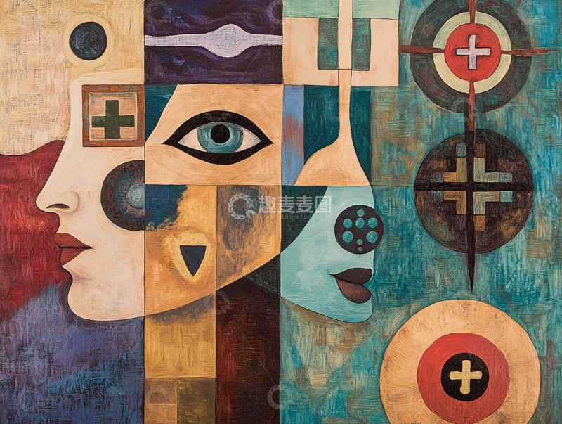 高清大图下载【趣麦麦图】人脸色块拼接装饰画9