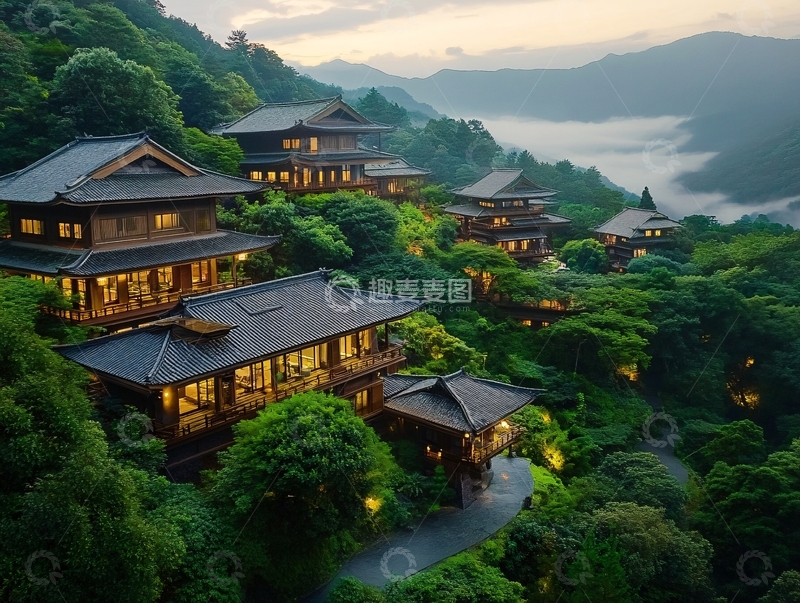 高清大图下载【趣麦麦图】山坡上的高端酒店