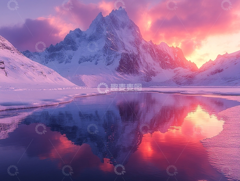 高清大图下载【趣麦麦图】冰川湖泊倒影1