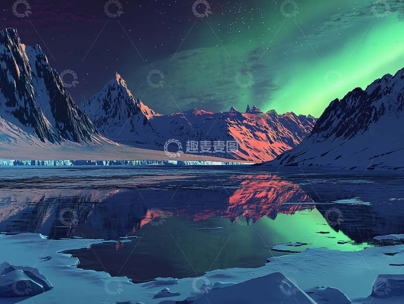 高清大图下载【趣麦麦图】冰川夜景