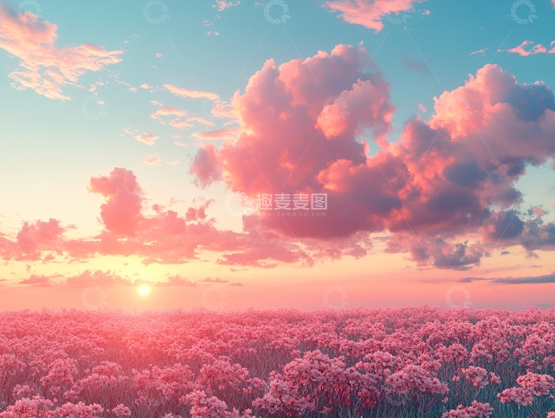 高清大图下载【趣麦麦图】唯美夕阳花海10