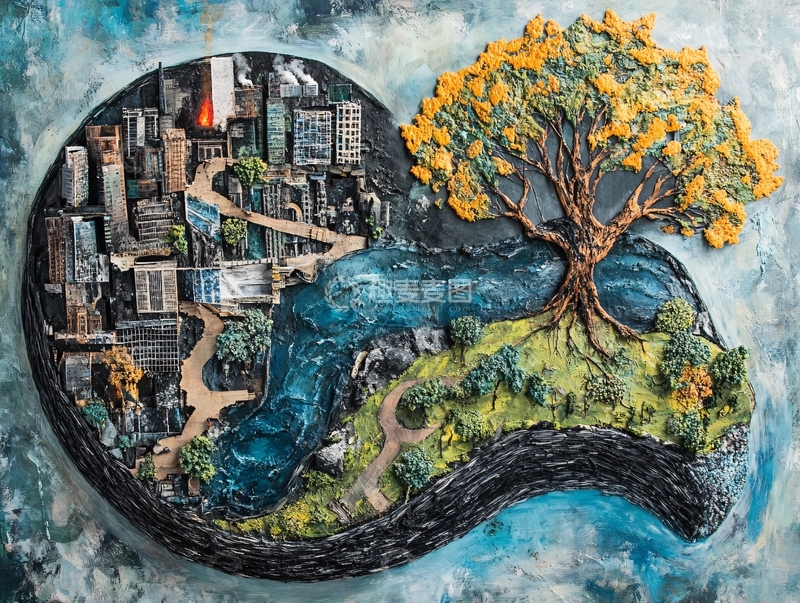高清大图下载【趣麦麦图】大树里的城市2