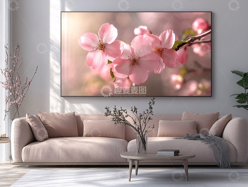 高清大图下载【趣麦麦图】无框画桃花1