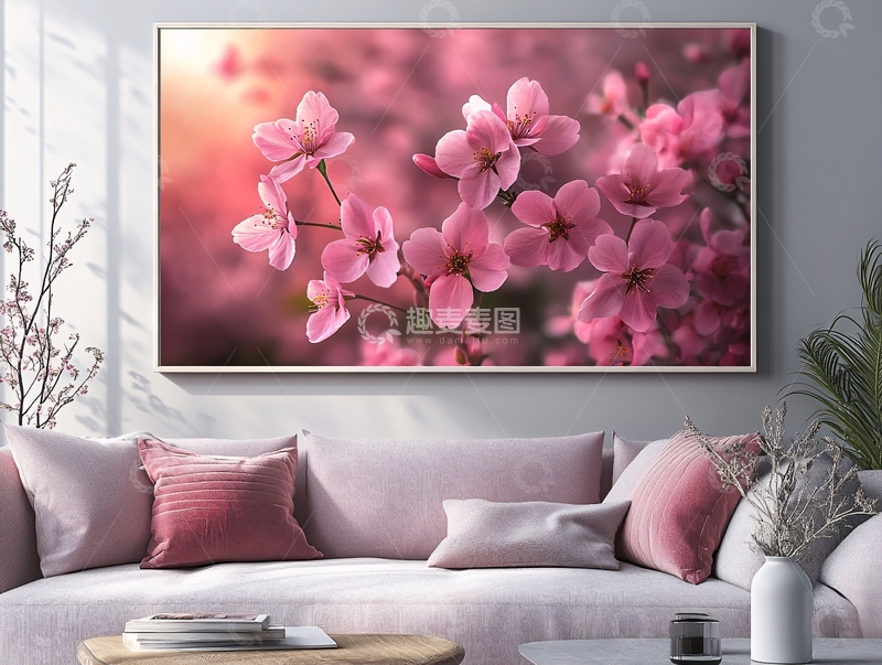 高清大图下载【趣麦麦图】粉色室内挂画