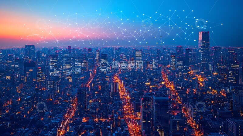 高清大图下载【趣麦麦图】智慧城市连接