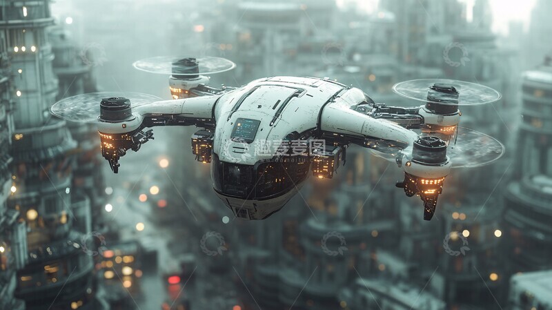 高清大图下载【趣麦麦图】电动飞行器货运连接1