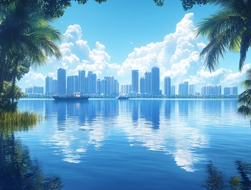 江景水景房产宽幅背景3