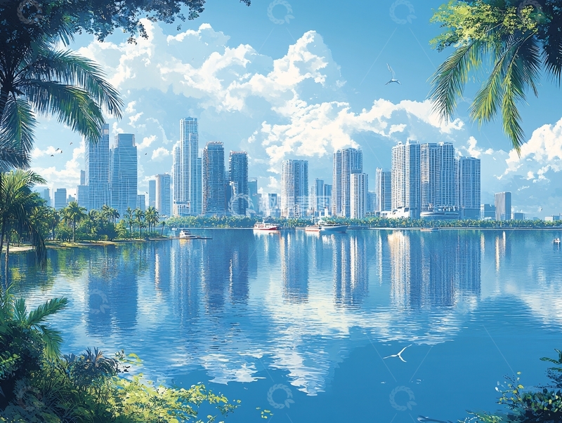 高清大图下载【趣麦麦图】前海插画