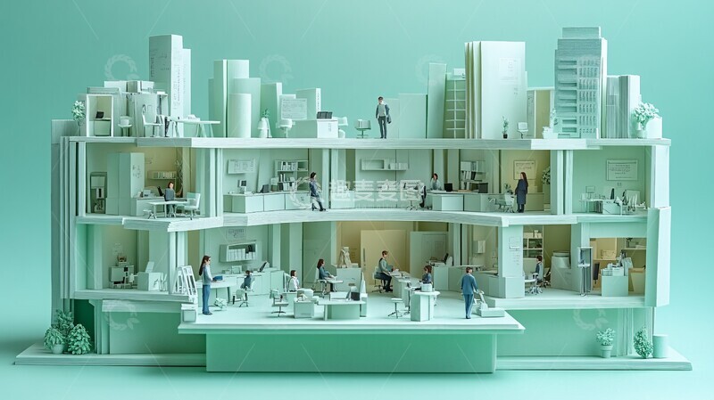 高清大图下载【趣麦麦图】呼叫中心微型模型1