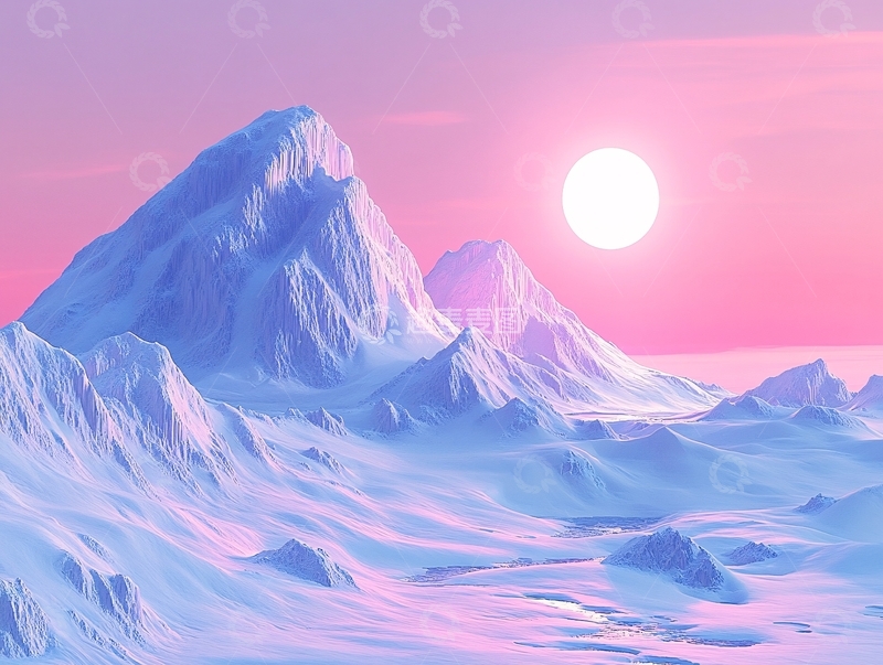 高清大图下载【趣麦麦图】粉红色的超现实山脉5