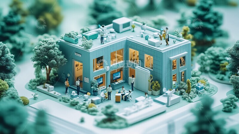 高清大图下载【趣麦麦图】呼叫中心微型模型