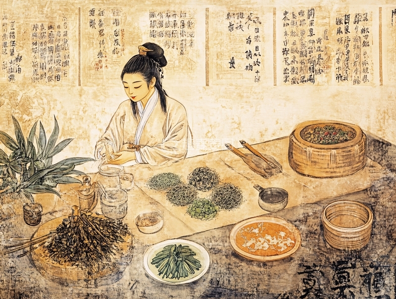 高清大图下载【趣麦麦图】古代制茶壁纸