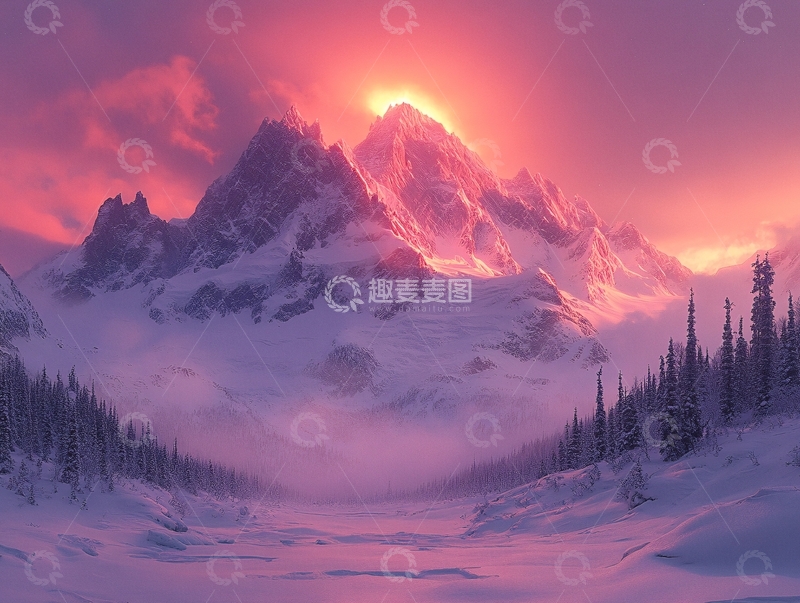 高清大图下载【趣麦麦图】雪景日出全景14