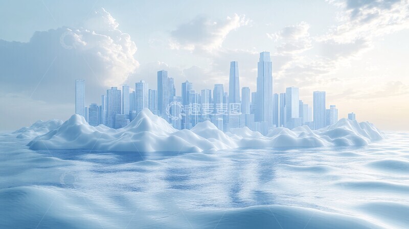 高清大图下载【趣麦麦图】蓝色城市剪影