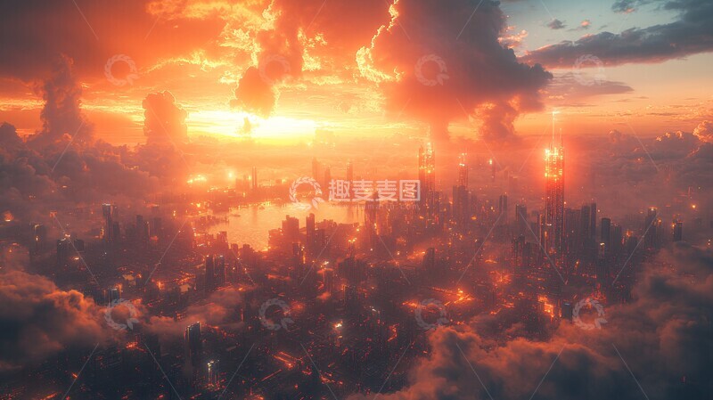 高清大图下载【趣麦麦图】未来城市管道数据流1