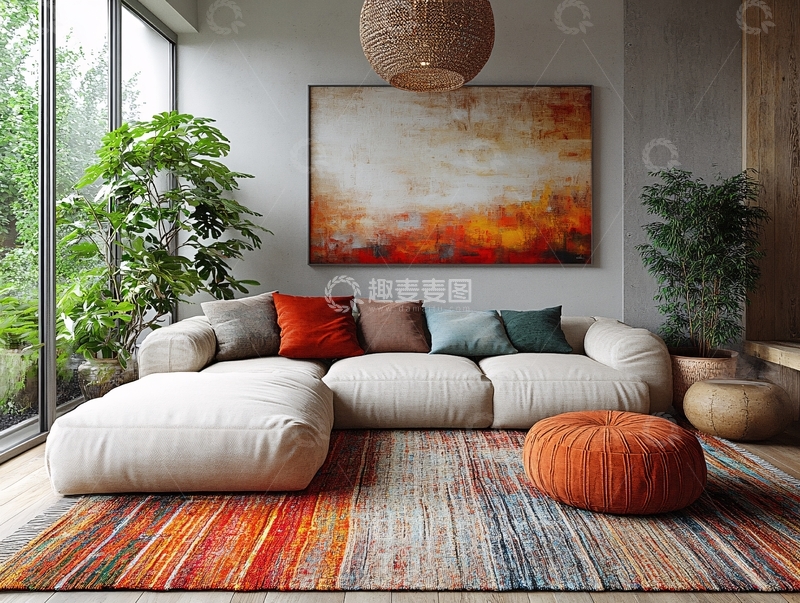 高清大图下载【趣麦麦图】北欧现代地毯装饰画