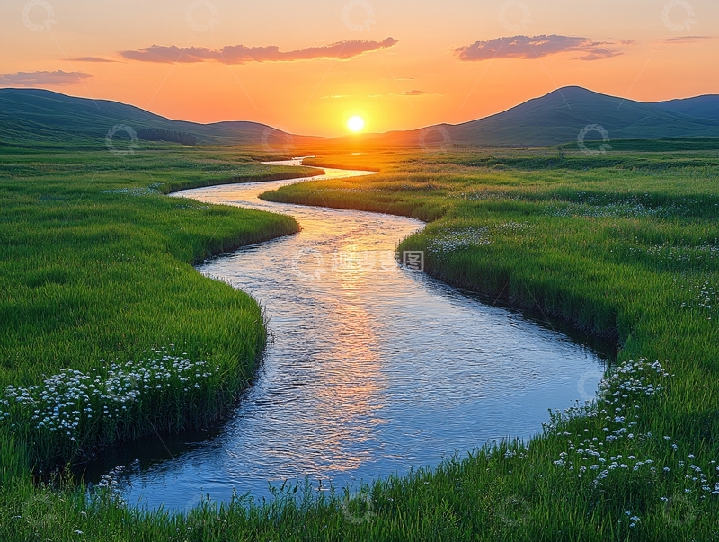 高清大图下载【趣麦麦图】夏季莫日格勒河落日3