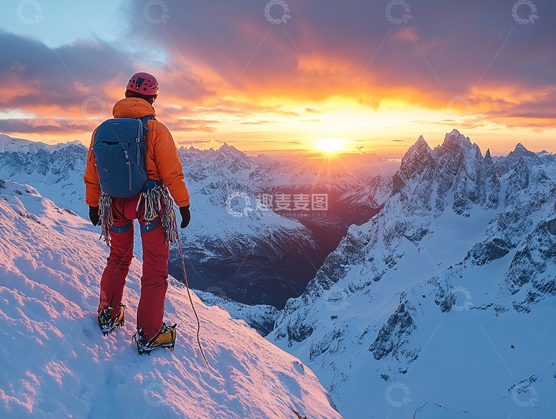 高清大图下载【趣麦麦图】户外登山挑战自我