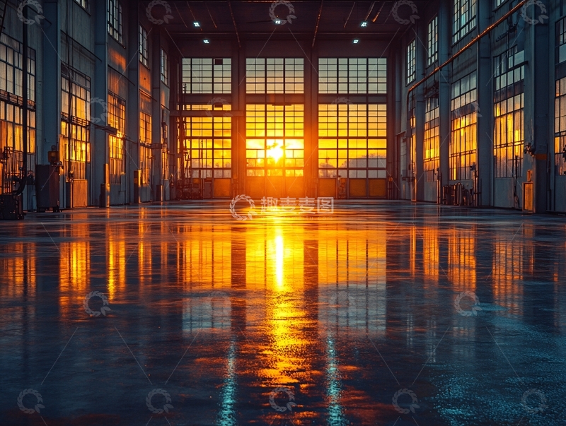 高清大图下载【趣麦麦图】傍晚厂房背景1