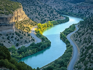 蜿蜒河流山间道路2
