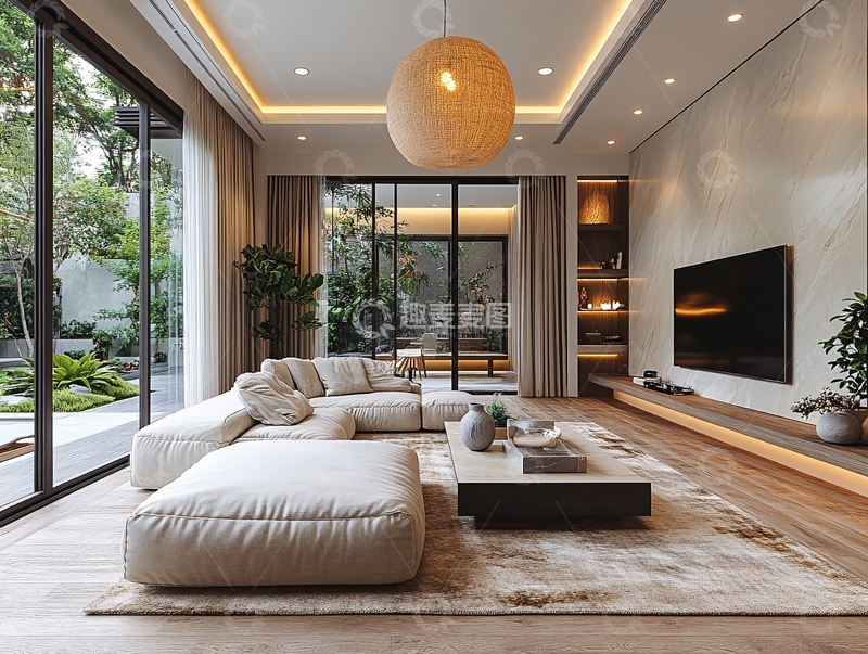 高清大图下载【趣麦麦图】意式极简客厅效果4