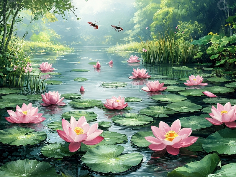 高清大图下载【趣麦麦图】荷花背景7