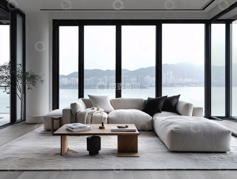 高清大图下载【趣麦麦图】大气客厅落地门窗场景39