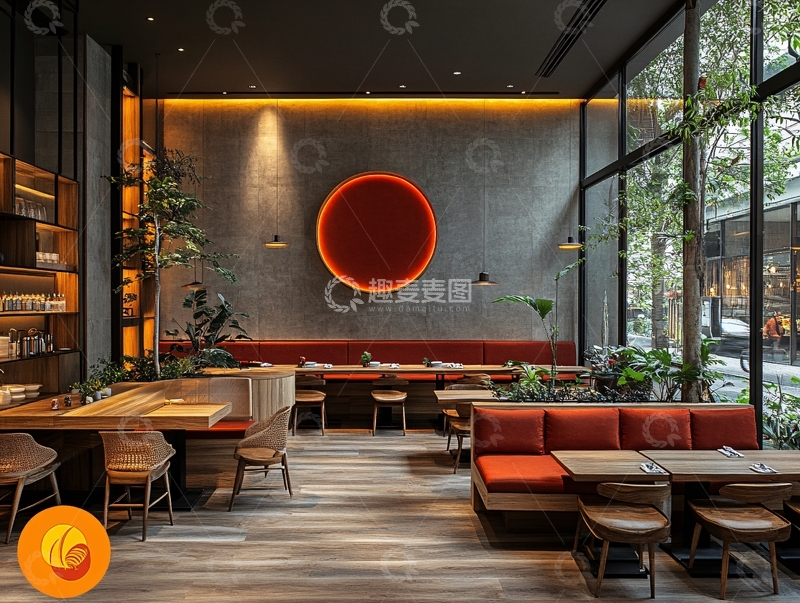 高清大图下载【趣麦麦图】裸混凝土餐厅1