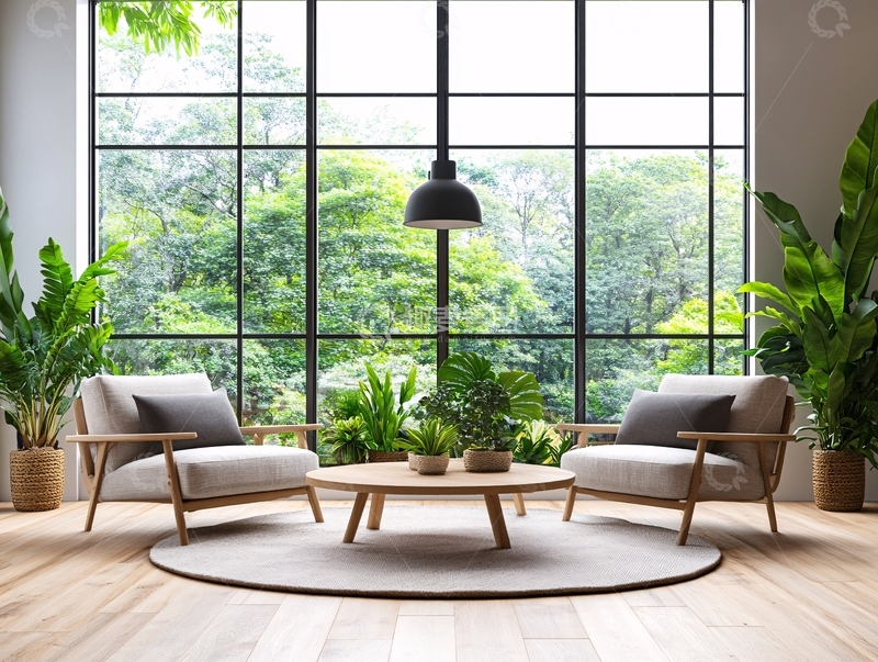 高清大图下载【趣麦麦图】大气客厅落地门窗场景47