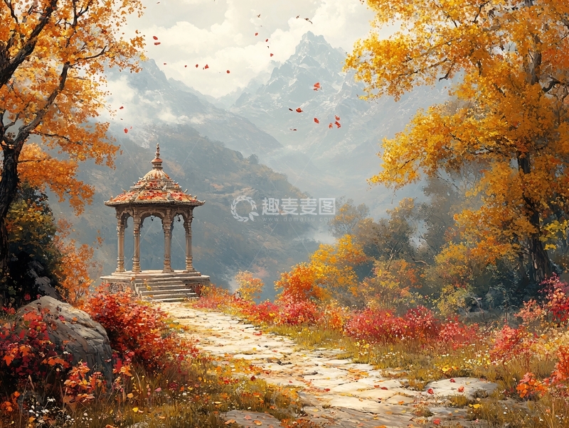 高清大图下载【趣麦麦图】唯美秋天风景油画8