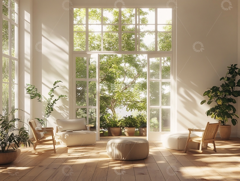 高清大图下载【趣麦麦图】大气客厅落地门窗场景45