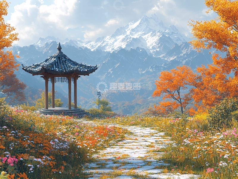 高清大图下载【趣麦麦图】画风凉亭