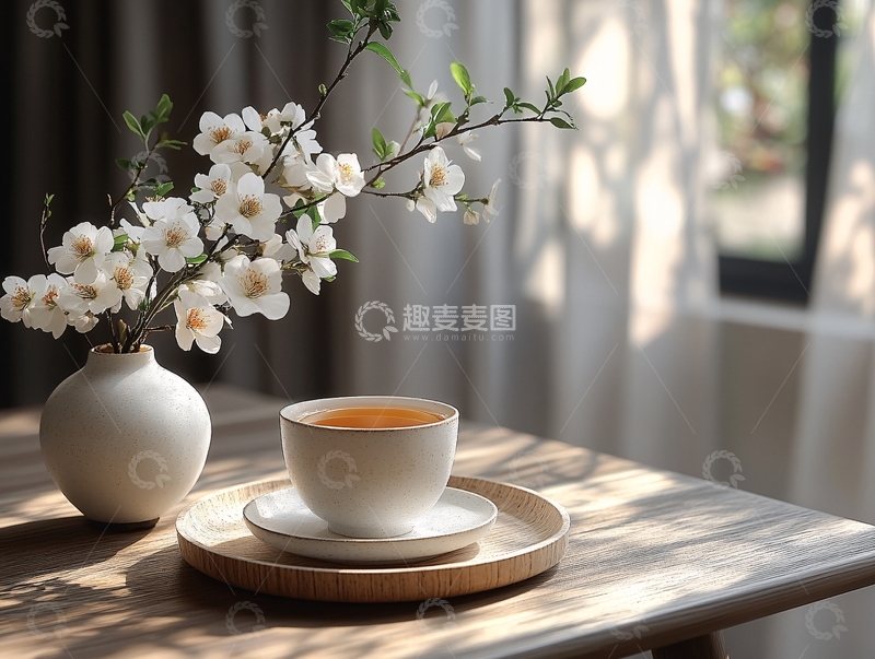 高清大图下载【趣麦麦图】阳光下的茶具10