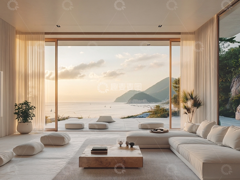 高清大图下载【趣麦麦图】大气客厅落地门窗场景43