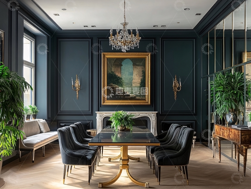 高清大图下载【趣麦麦图】法式餐厅背景墙