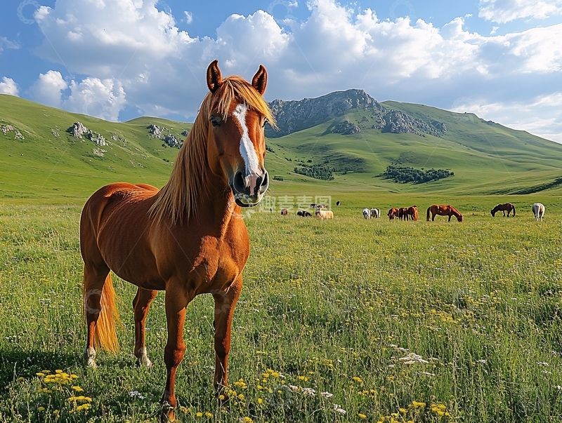 高清大图下载【趣麦麦图】马驹高清背景墙素材