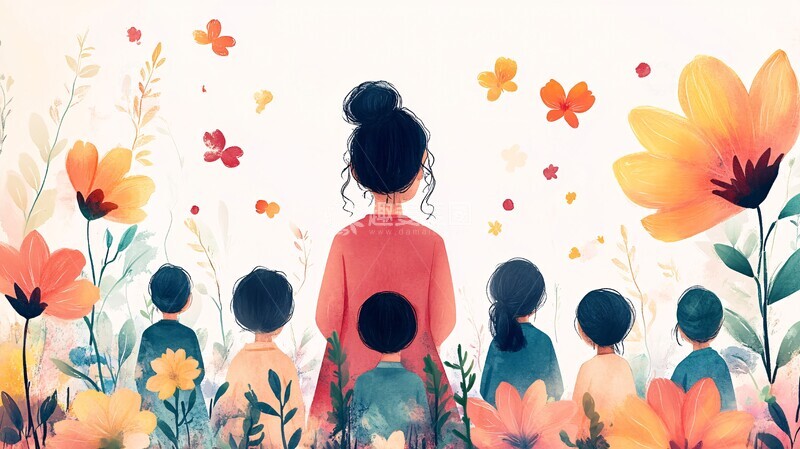 高清大图下载【趣麦麦图】师生课堂花朵经济平等问题1