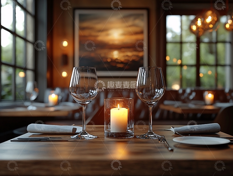高清大图下载【趣麦麦图】烛光奢华餐饮夜景