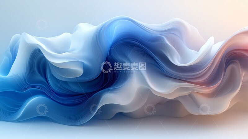 高清大图下载【趣麦麦图】白蓝渐变波浪卡3