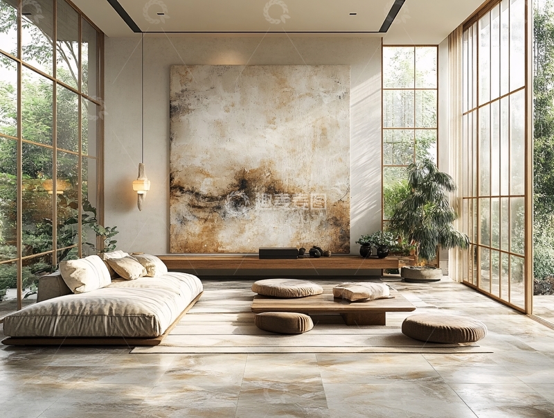 高清大图下载【趣麦麦图】大气客厅落地门窗场景51