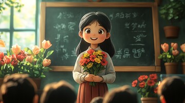 老师送花给学生1