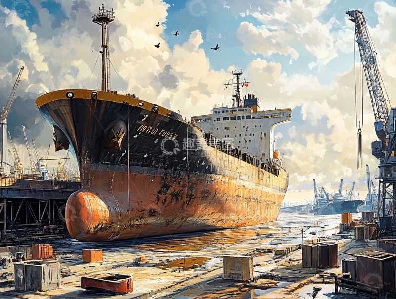 高清大图下载【趣麦麦图】搁浅的巨轮