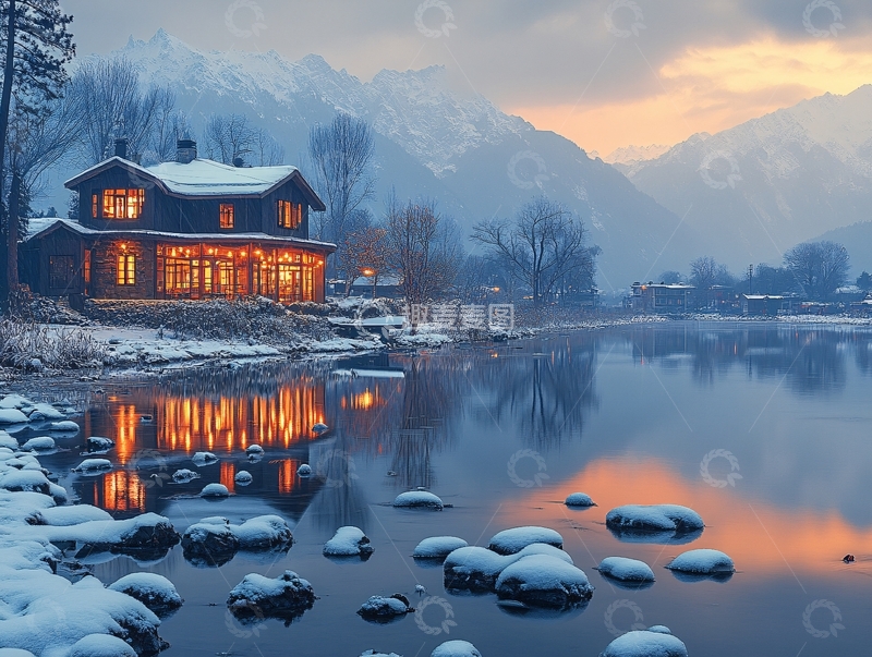 高清大图下载【趣麦麦图】唯美冬日湖景清晨18