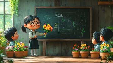 老师送花给学生