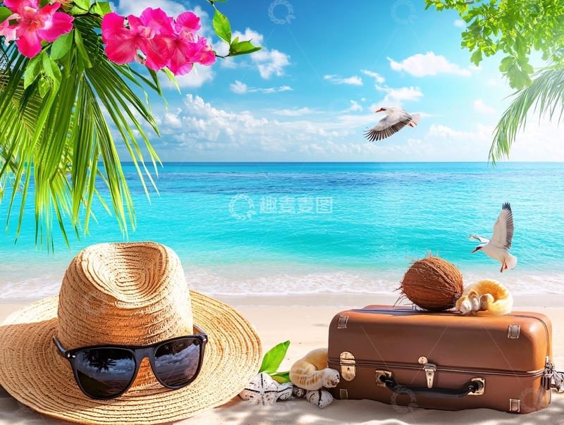 高清大图下载【趣麦麦图】旅游夏日海边游