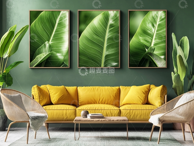 高清大图下载【趣麦麦图】现代简约绿植装饰画