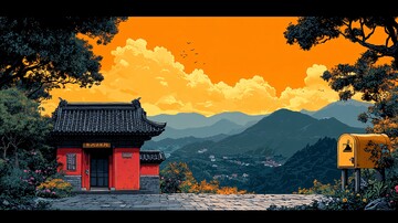 邮筒与小屋邮筒小屋黄色